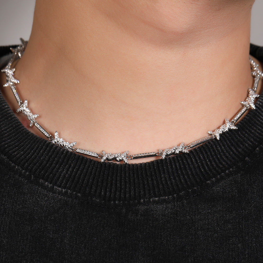 Hiphop zircon-encrusted barbed wire necklace - MERGE.DAY.1.FREESTYLE