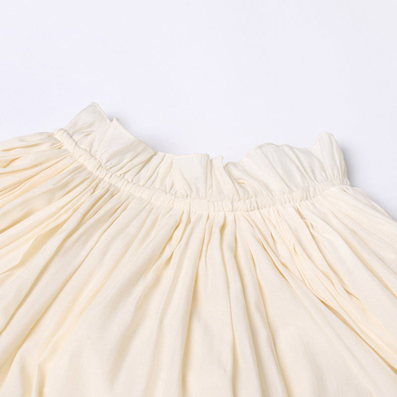 French Palace Style V-Neck Long Sleeve Shawl Pleated Ruffle Dress - MERGE.DAY.1.FREESTYLE