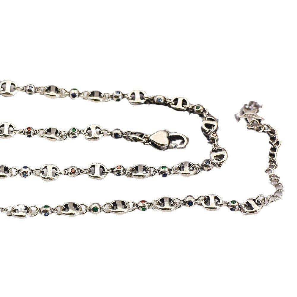 Retro Multi-color Stone Pig Nose Necklace - MERGE.DAY.1.FREESTYLE