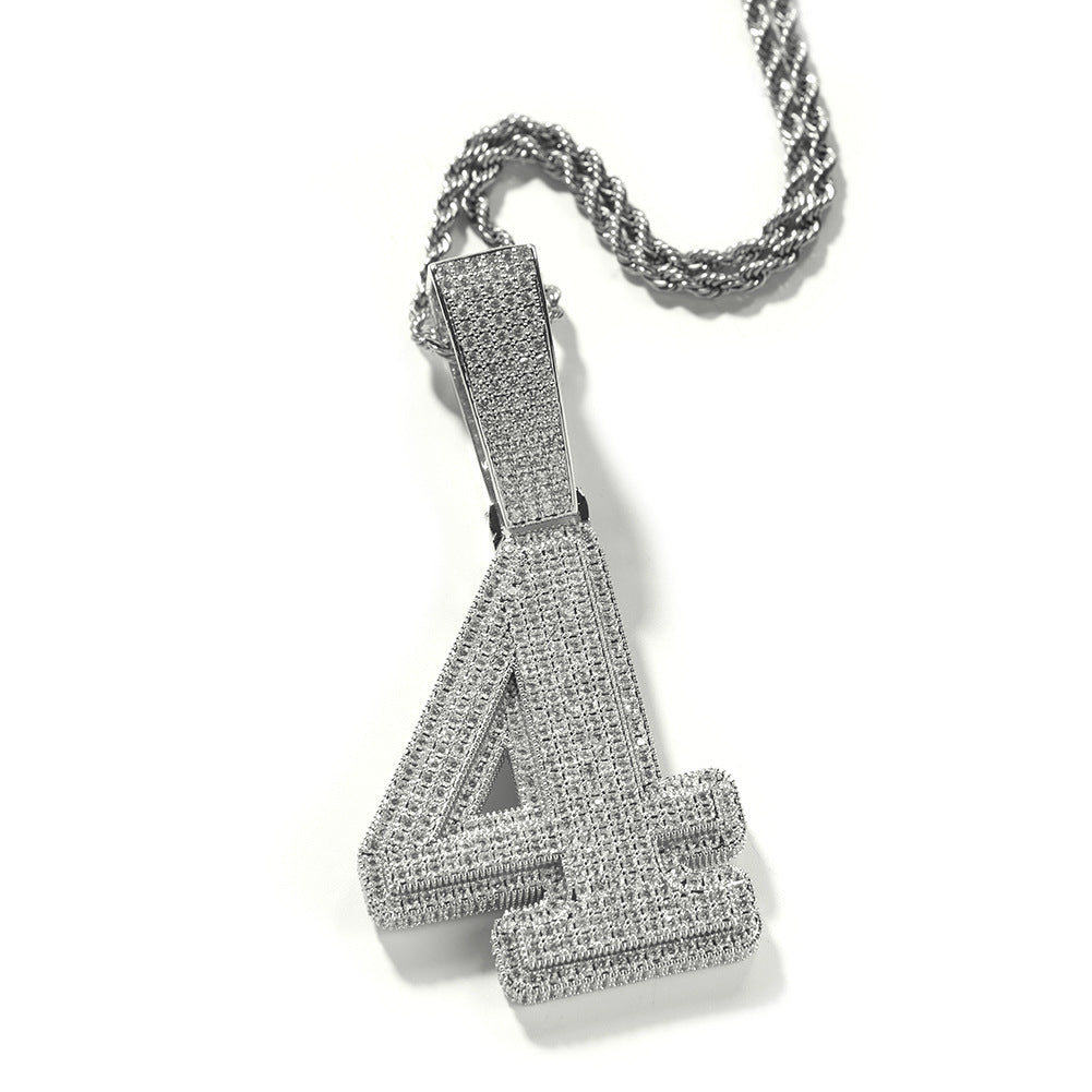 Hip-hop diamond-encrusted number pendant - MERGE.DAY.1.FREESTYLE