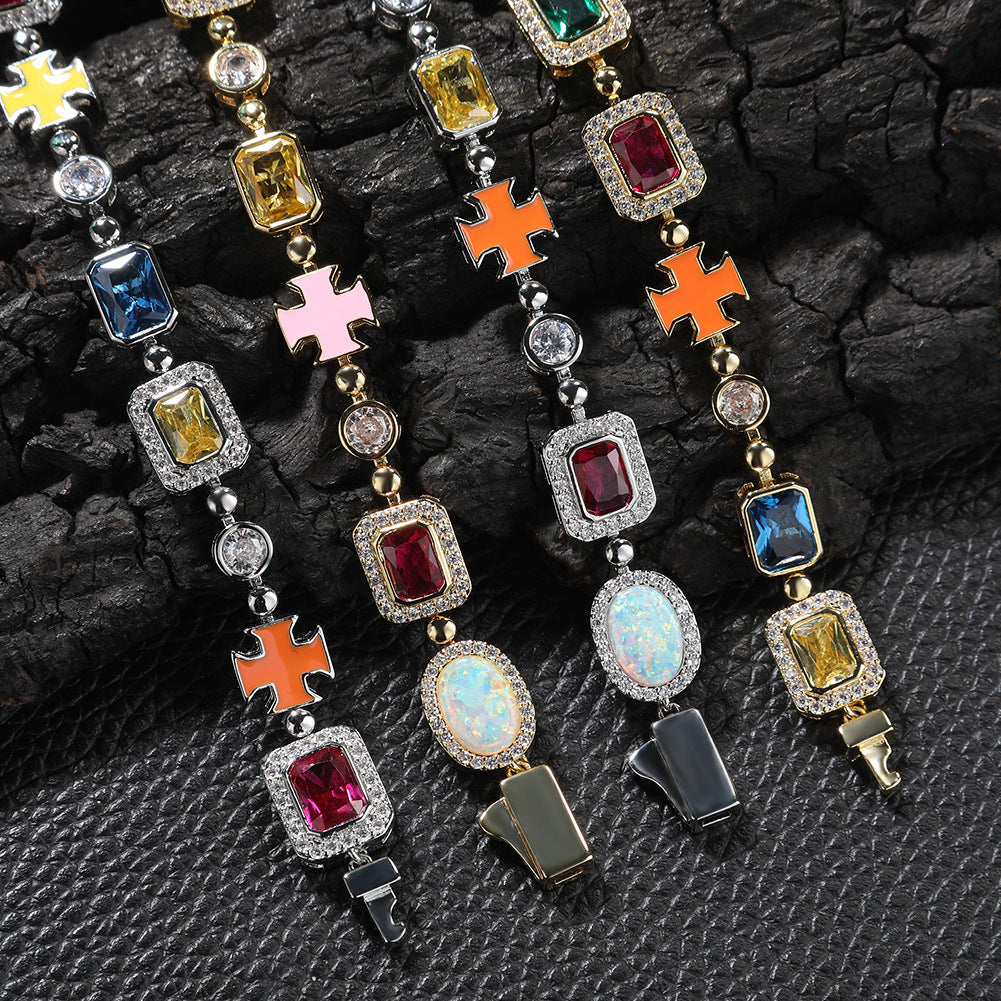 Hip-hop diamond multi-colored gemstone necklace - MERGE.DAY.1.FREESTYLE