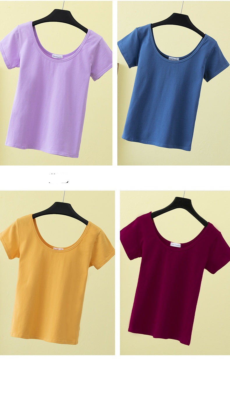 Summer slim fit large U-neck short-sleeved T-shirt - MERGE.DAY.1.FREESTYLE
