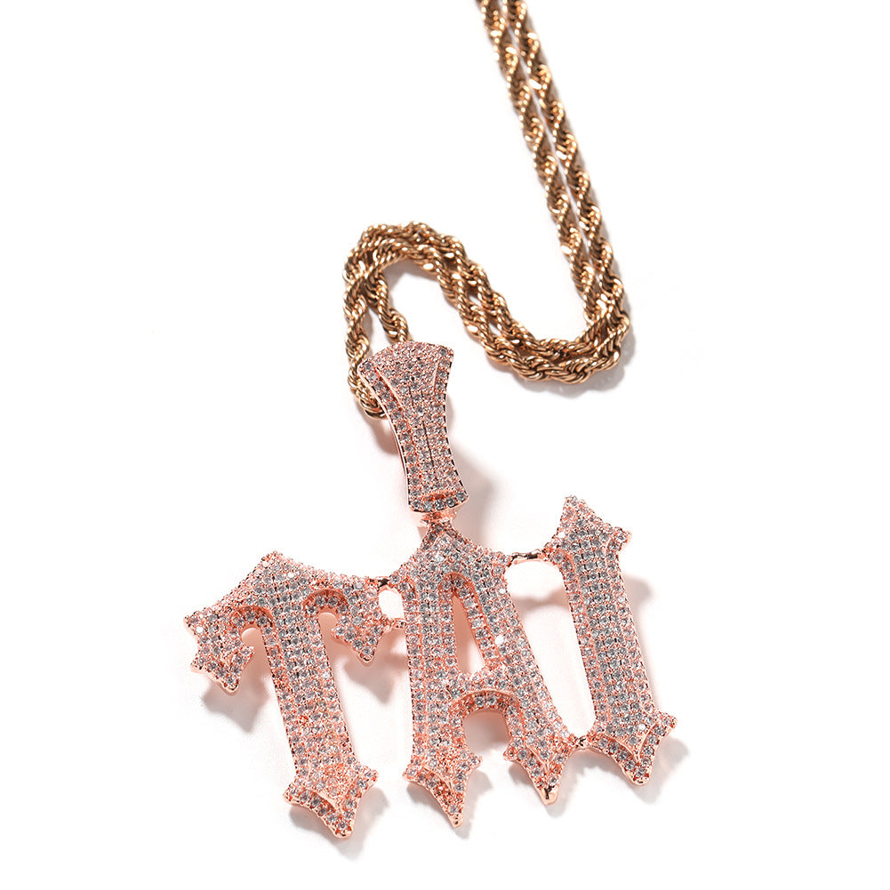 Diamond Burr Uppercase Custom Letter Pendant Necklace - MERGE.DAY.1.FREESTYLE
