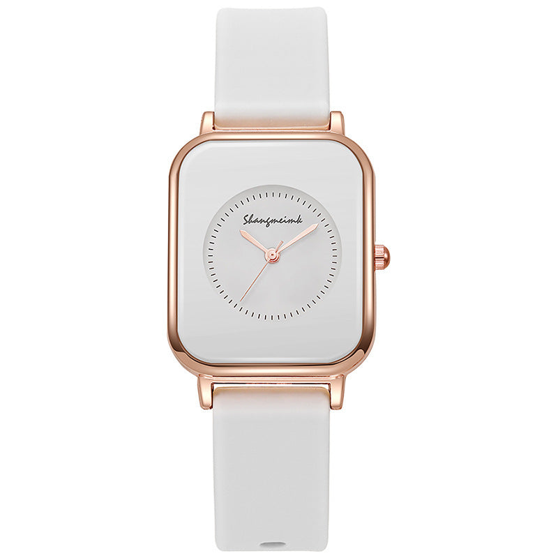 Casual square-shaped, elegant quartz silicone strap student watches. - MERGE.DAY.1.FREESTYLE