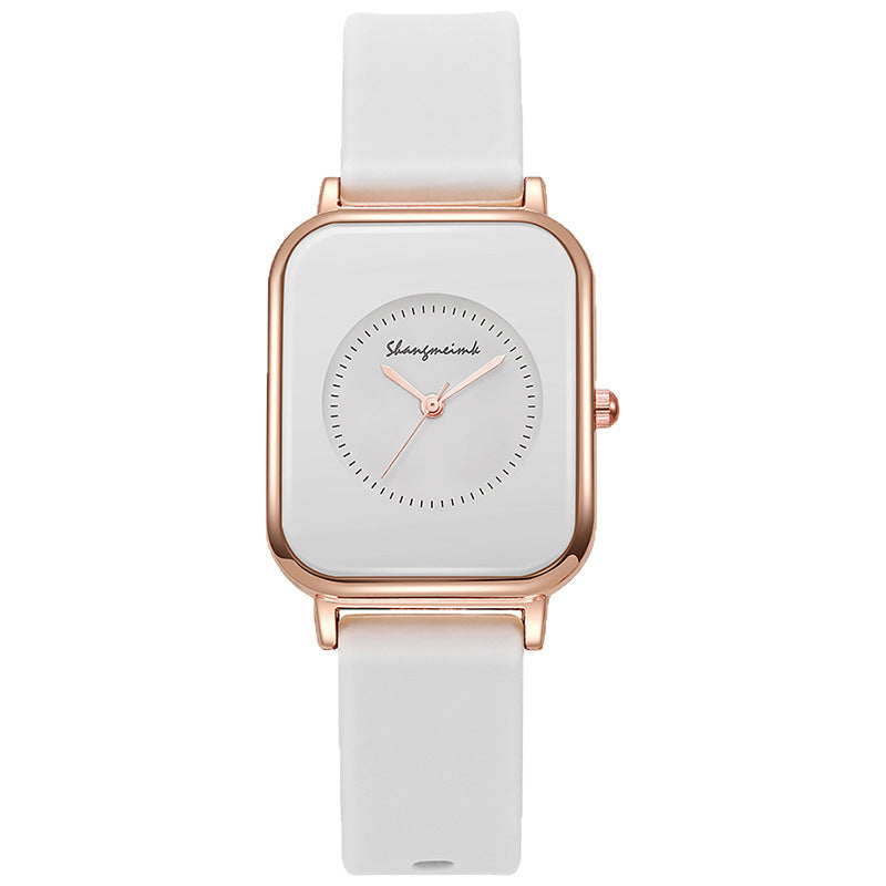Casual square-shaped, elegant quartz silicone strap student watches. - MERGE.DAY.1.FREESTYLE