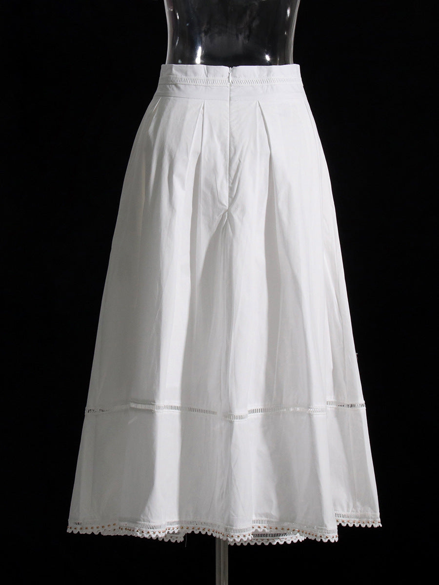 Lapel short-sleeved shirt + skirt lace embroidery two-piece suit for women - MERGE.DAY.1.FREESTYLE