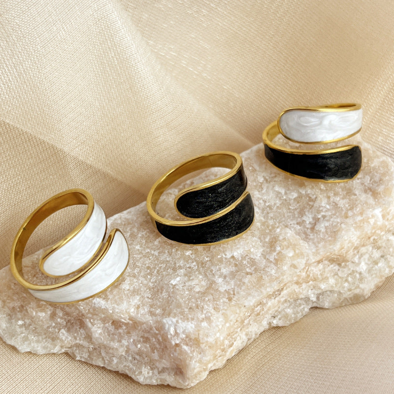 18k gold drop retro open ring - MERGE.DAY.1.FREESTYLE