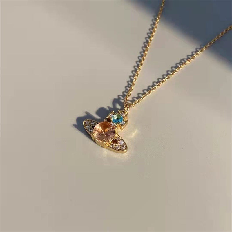 Saturn full diamond necklace clavicle chain - MERGE.DAY.1.FREESTYLE