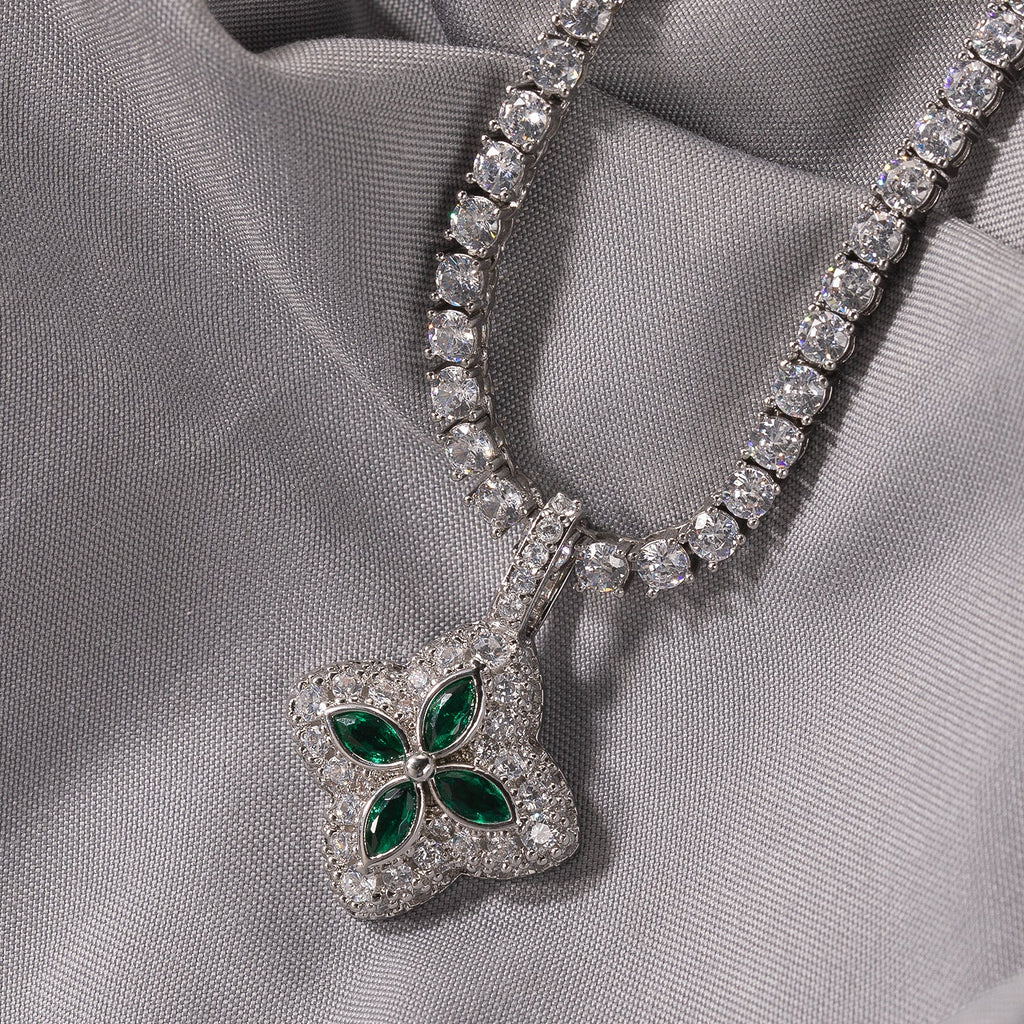 Cubic Zirconia Colorful Four-Leaf Clover Pendant - MERGE.DAY.1.FREESTYLE