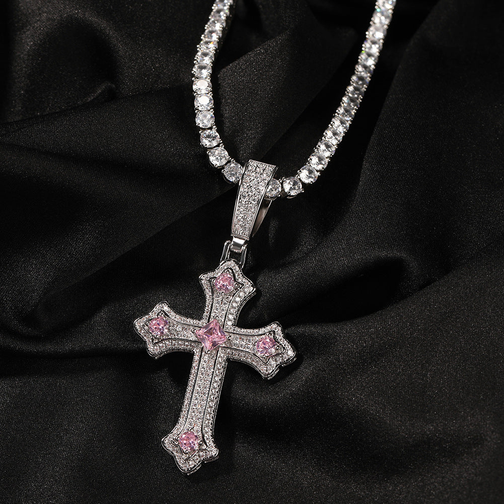Hip-hop cross-shaped diamond Cubic Zirconia necklace - MERGE.DAY.1.FREESTYLE