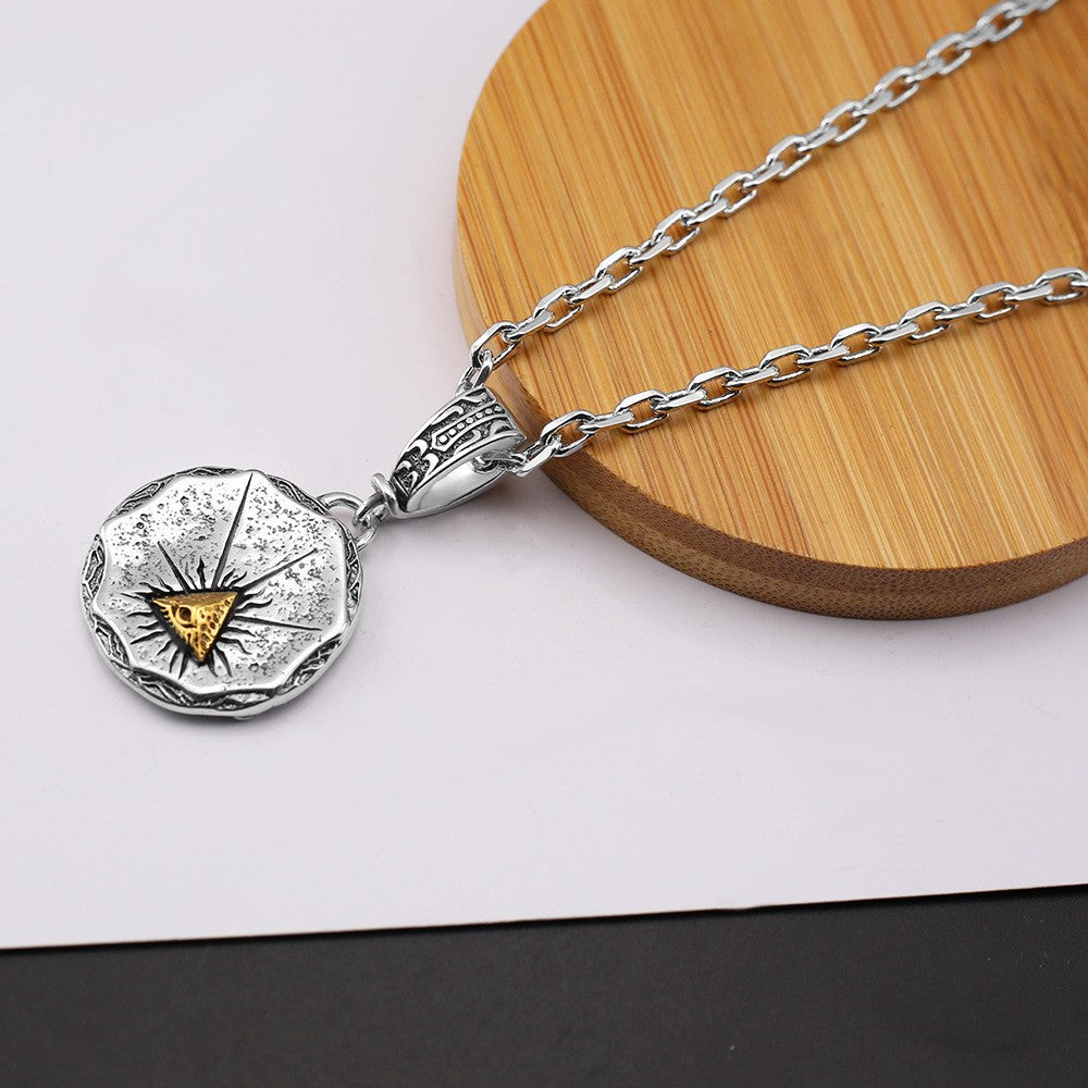 Retro style triangle plated 24k gold coin necklace - MERGE.DAY.1.FREESTYLE