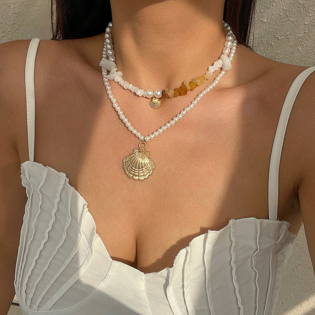 starfish necklace pearl shell necklace - MERGE.DAY.1.FREESTYLE