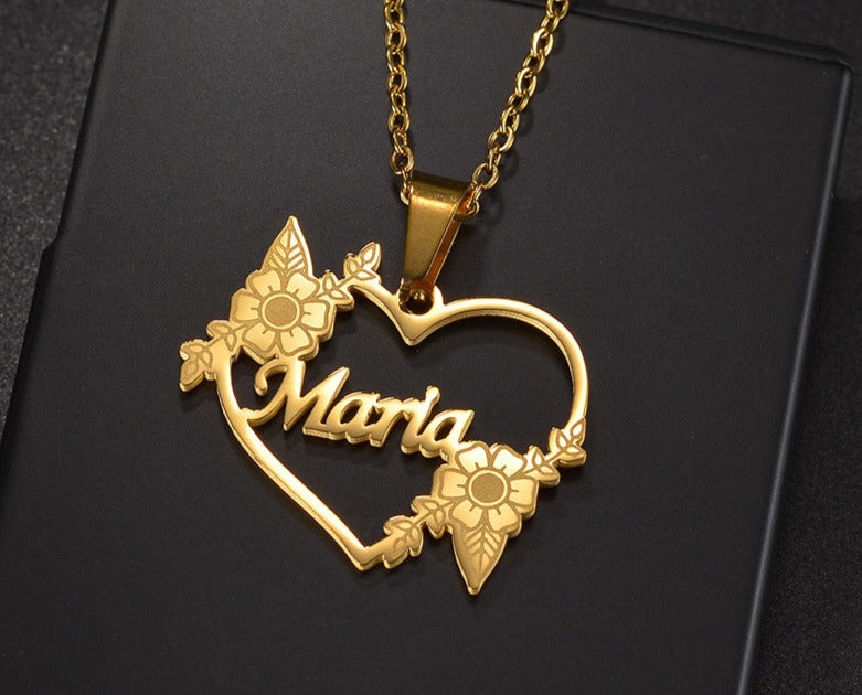 Hollow Love Customized Name Necklace Laser Marked Clavicle Chain - MERGE.DAY.1.FREESTYLE