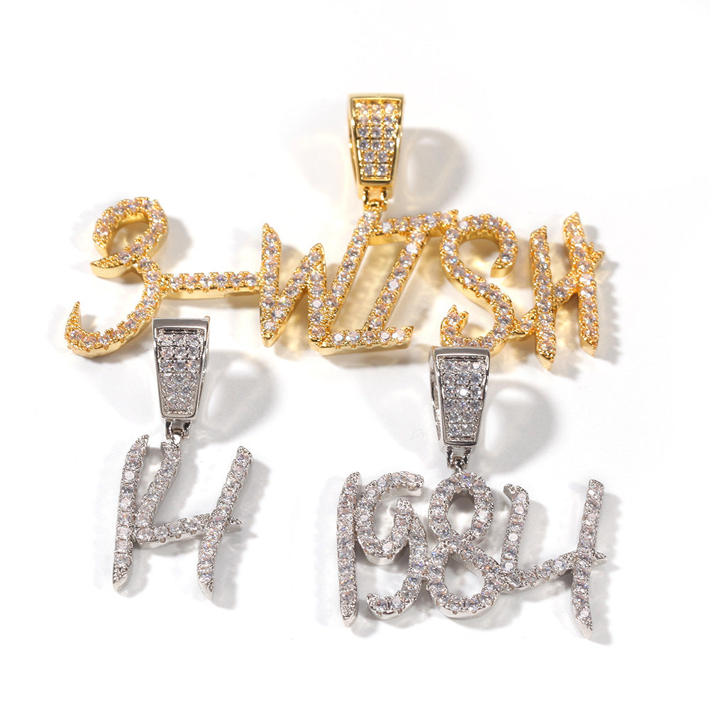 Letter splicing DIY custom micropaved zircon pendant - MERGE.DAY.1.FREESTYLE