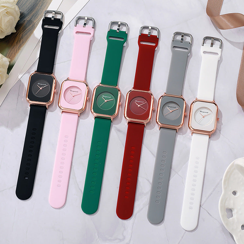 Casual square-shaped, elegant quartz silicone strap student watches. - MERGE.DAY.1.FREESTYLE