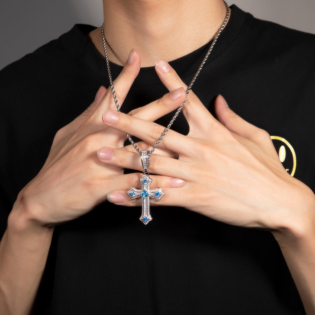 Hip-hop cross-shaped diamond Cubic Zirconia necklace - MERGE.DAY.1.FREESTYLE