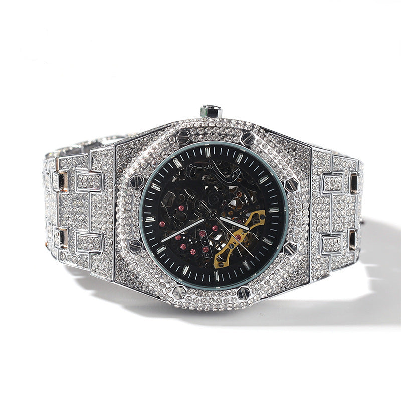 Hip Hop Full Diamond Hollow Case Mechanical Watch - MERGE.DAY.1.FREESTYLE