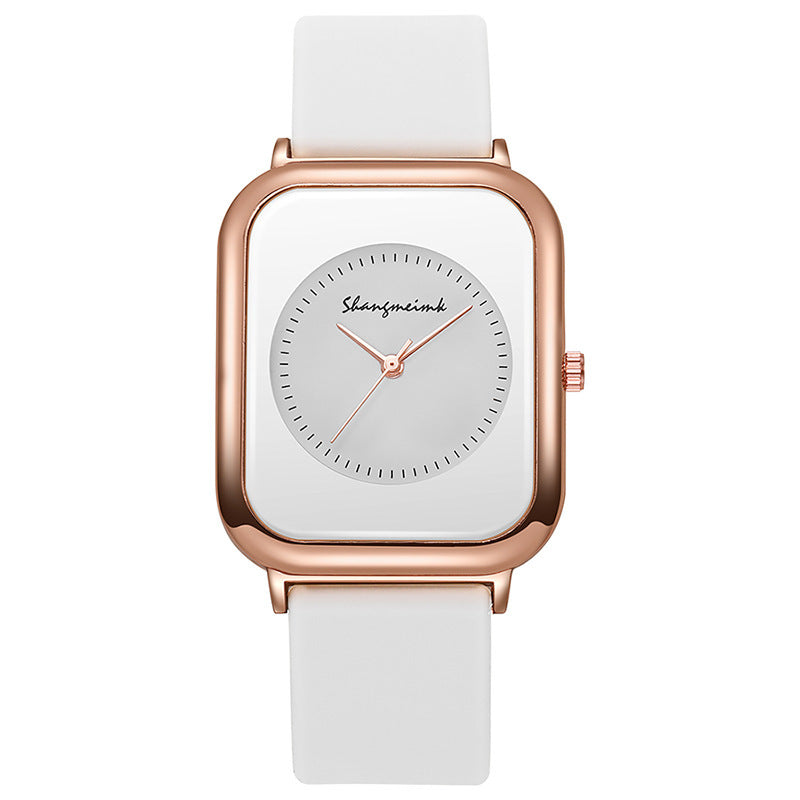 Casual square-shaped, elegant quartz silicone strap student watches. - MERGE.DAY.1.FREESTYLE