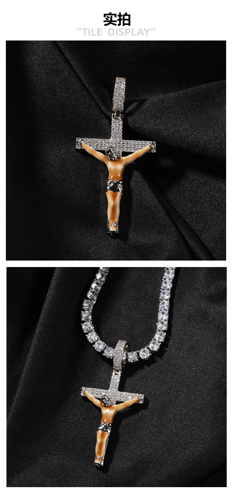 Enamel Cross Diamond Pendant - MERGE.DAY.1.FREESTYLE