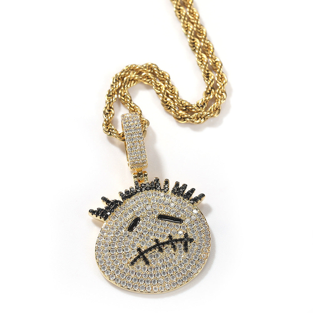 Hip-hop cartoon zircon spiky-head avatar necklace - MERGE.DAY.1.FREESTYLE