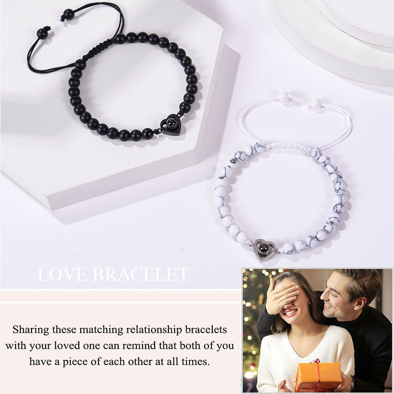 Pink zebra stone beaded heart-shaped projection bracelet - MERGE.DAY.1.FREESTYLE