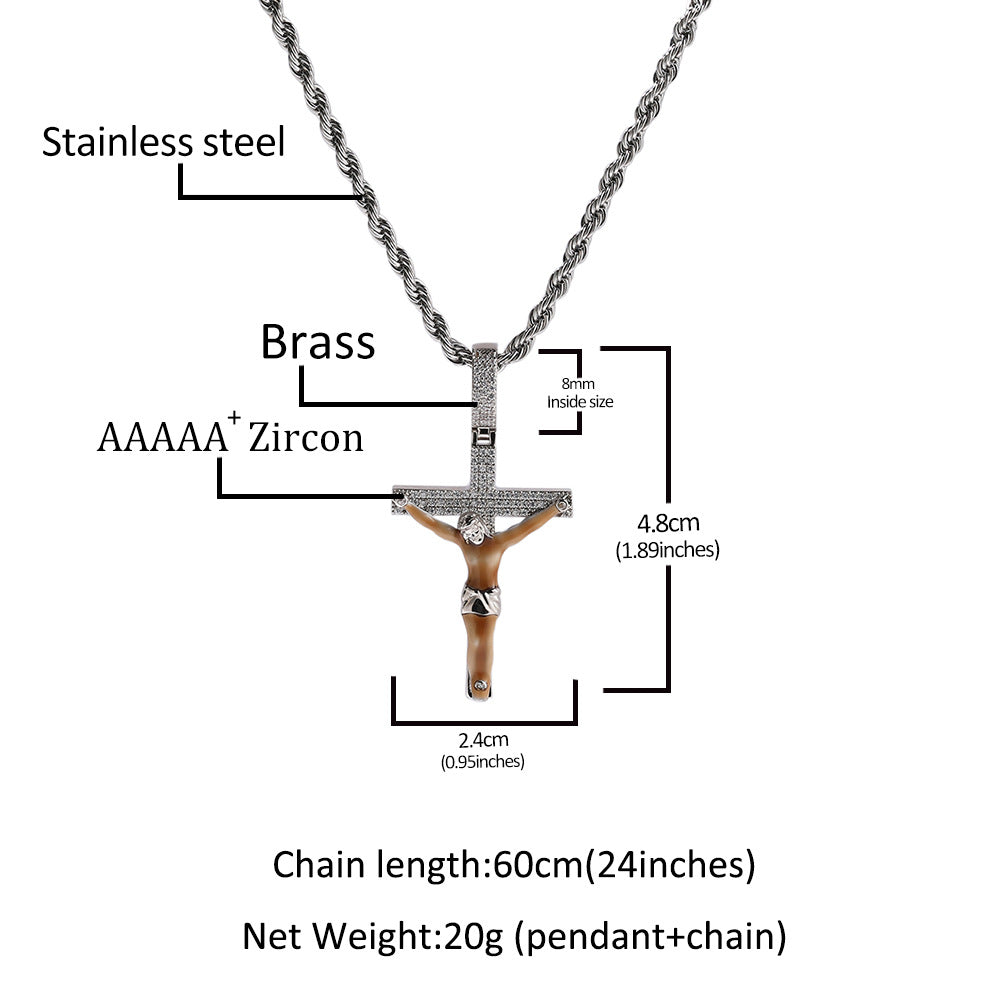 Enamel Cross Diamond Pendant - MERGE.DAY.1.FREESTYLE