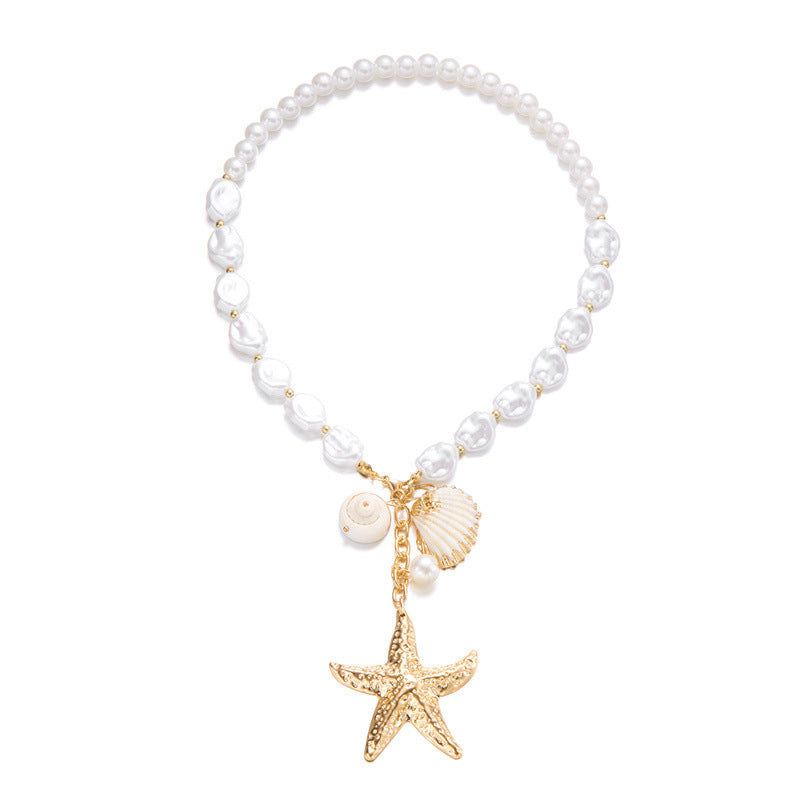 starfish necklace pearl multi-layer stacking necklace - MERGE.DAY.1.FREESTYLE