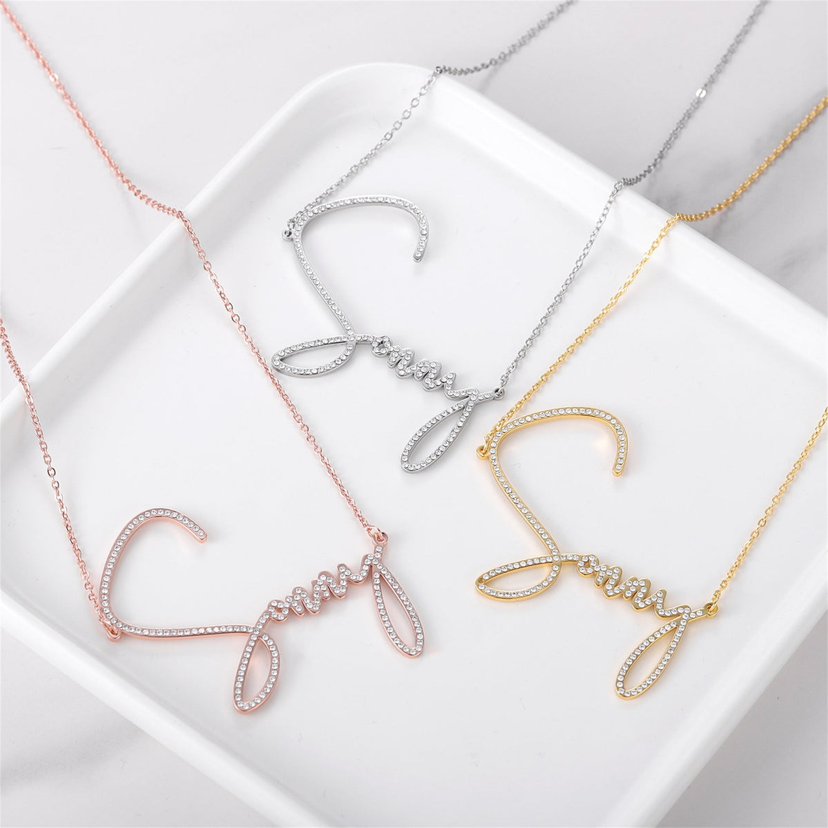 Handwritten signature personalized nameplate necklace - MERGE.DAY.1.FREESTYLE