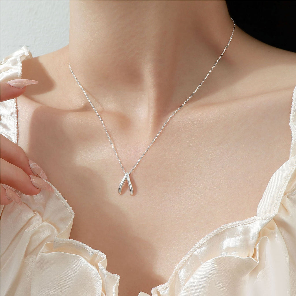 Sterling Silver Wishbone Necklace - MERGE.DAY.1.FREESTYLE