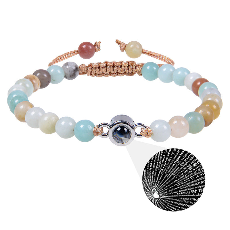 Pink crystal string stone projection bracelet - MERGE.DAY.1.FREESTYLE