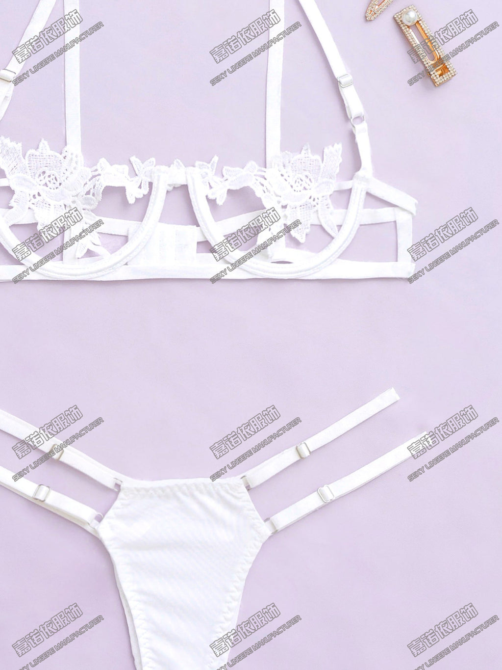 Sexy Underwear Lace Embroidery Hollow Pattern European and American Sexy Two-piece Set Cross-border Sale Supply Exclusive - MERGE.DAY.1.FREESTYLE