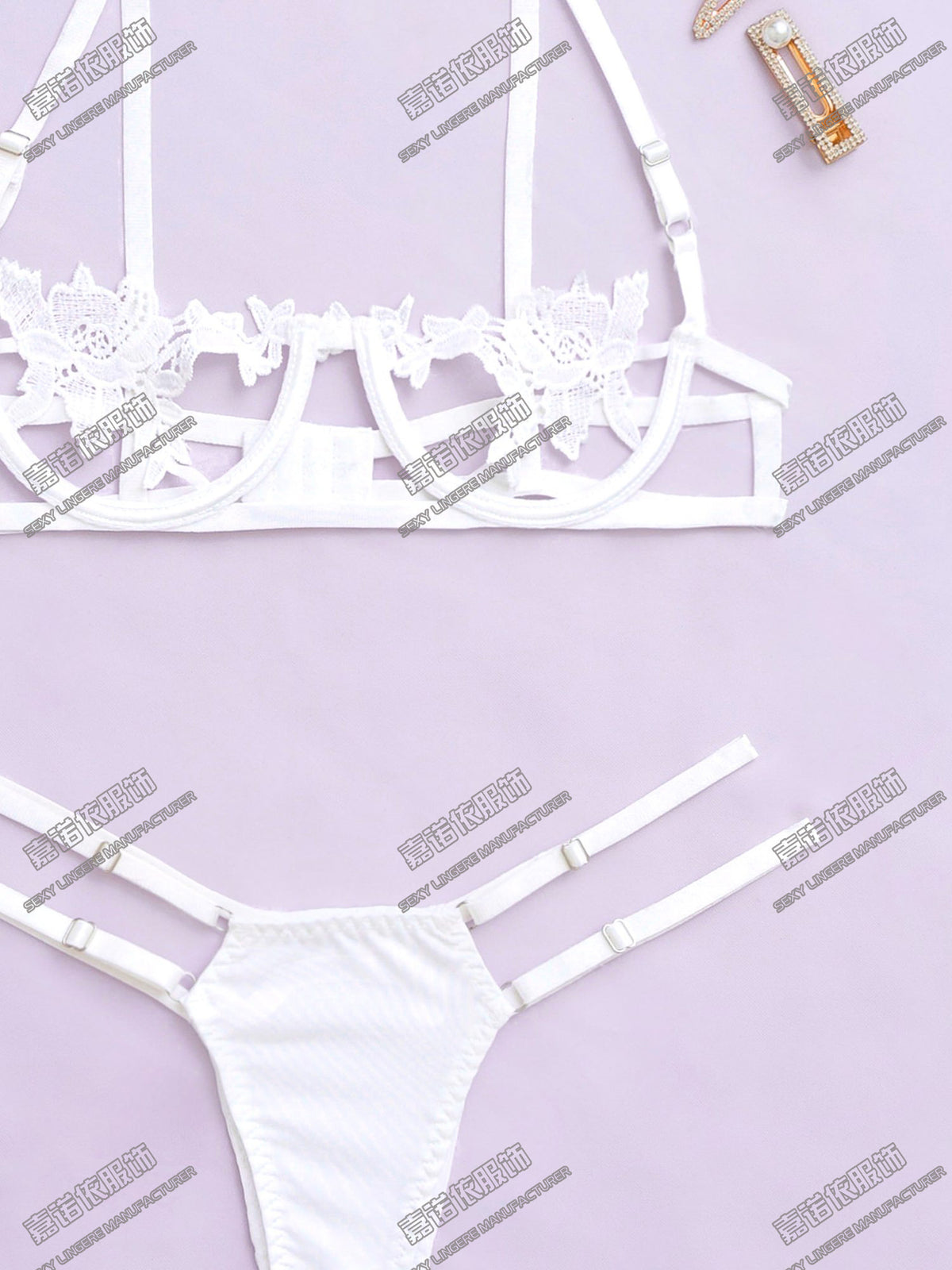 Sexy Underwear Lace Embroidery Hollow Pattern European and American Sexy Two-piece Set Cross-border Sale Supply Exclusive - MERGE.DAY.1.FREESTYLE