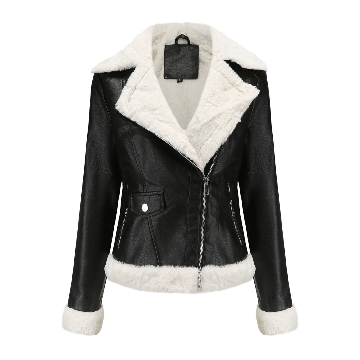 Autumn and winter fleece leather women's warm long-sleeved lapel coat jacket - MERGE.DAY.1.FREESTYLE