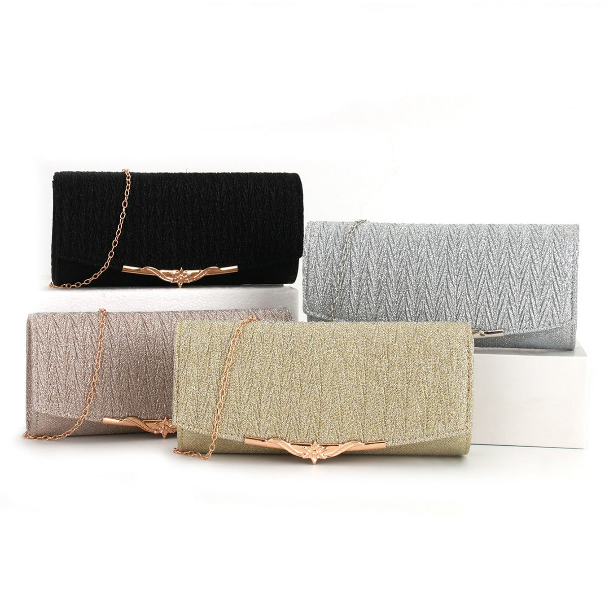Metal veil pleated Clutch bag evening bag - MERGE.DAY.1.FREESTYLE