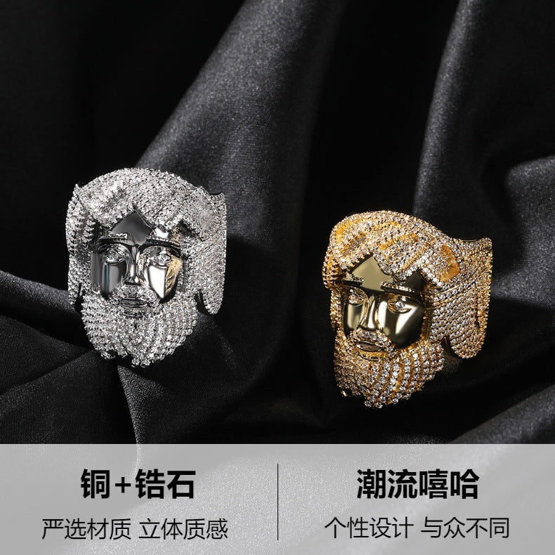 Hip-hop exaggerated portrait inlaid zircon ring - MERGE.DAY.1.FREESTYLE