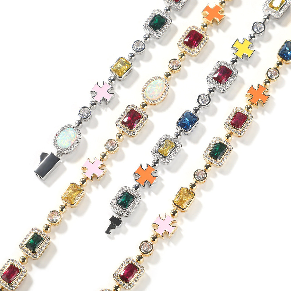 Hip-hop diamond multi-colored gemstone necklace - MERGE.DAY.1.FREESTYLE