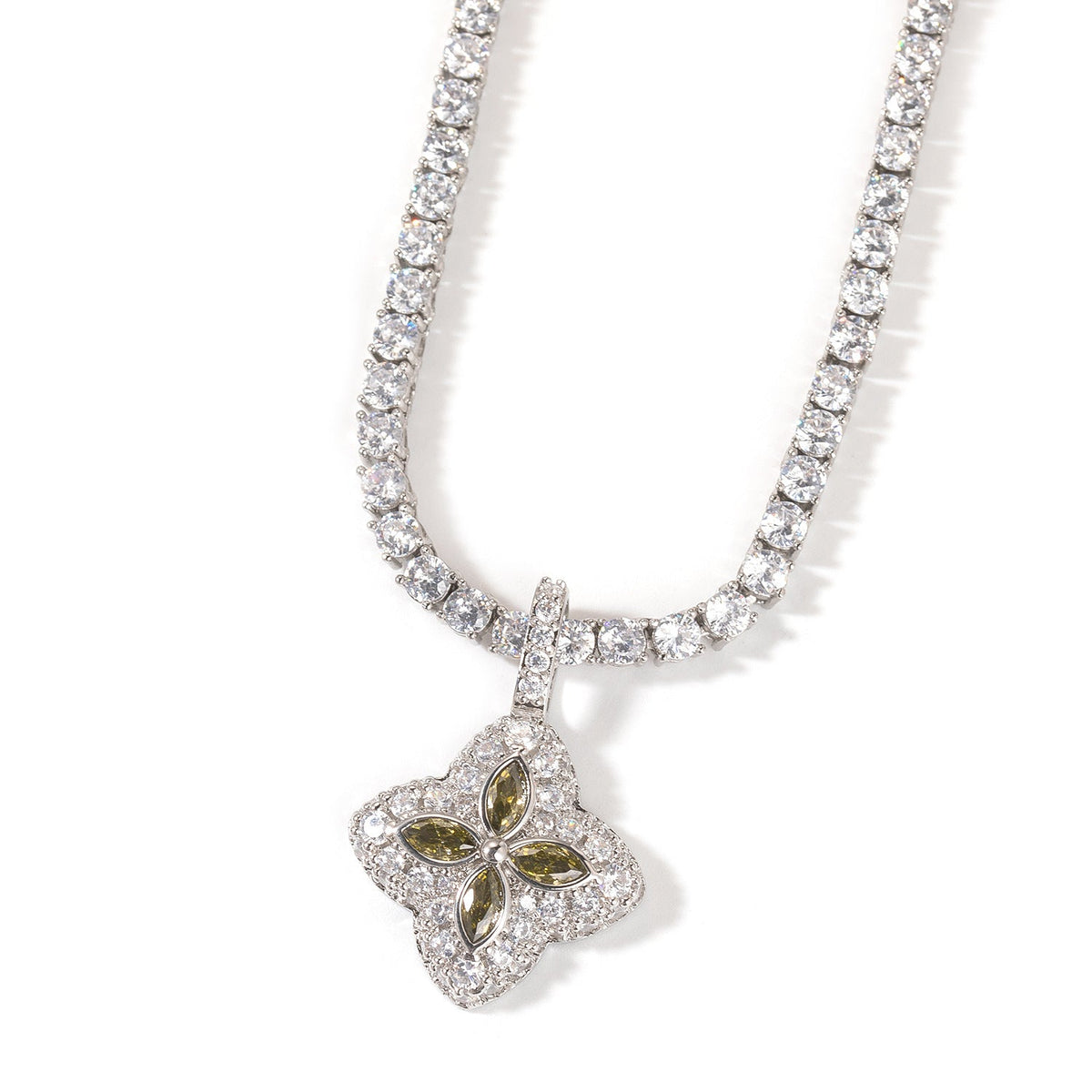 Cubic Zirconia Colorful Four-Leaf Clover Pendant - MERGE.DAY.1.FREESTYLE