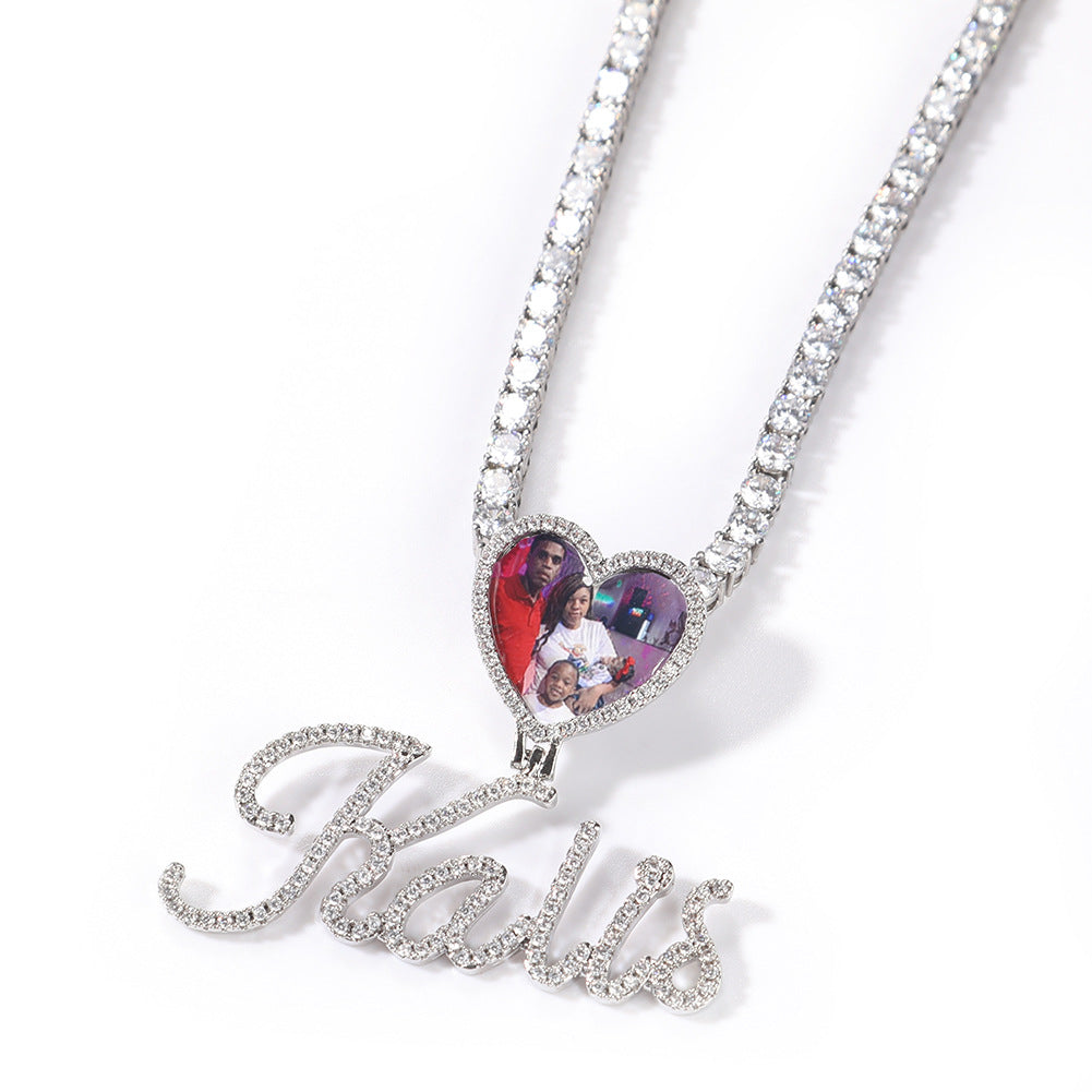 Love Photo Pendant Letter Necklace DIY Zircon Photo Frame Necklace - MERGE.DAY.1.FREESTYLE