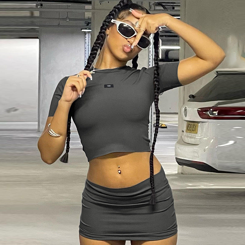 Spring/Summer New Fashion Slim Cropped Top Slim Short Skirt Set - MERGE.DAY.1.FREESTYLE