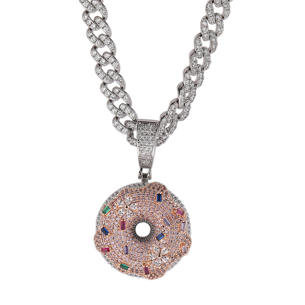 Hip Hop Colorful Zircon Donut Full Diamond Pendant - MERGE.DAY.1.FREESTYLE