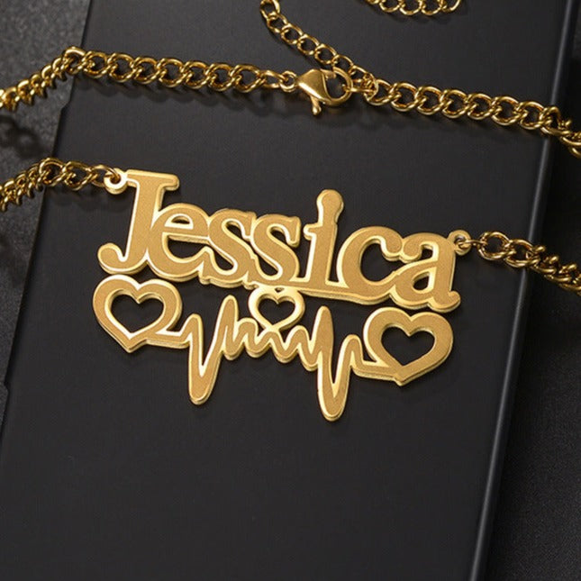 EKG love embellishment customized name necklace - MERGE.DAY.1.FREESTYLE