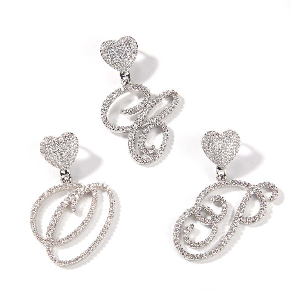 Zircon love button head floral letter pendant diamond hip hop pendant - MERGE.DAY.1.FREESTYLE