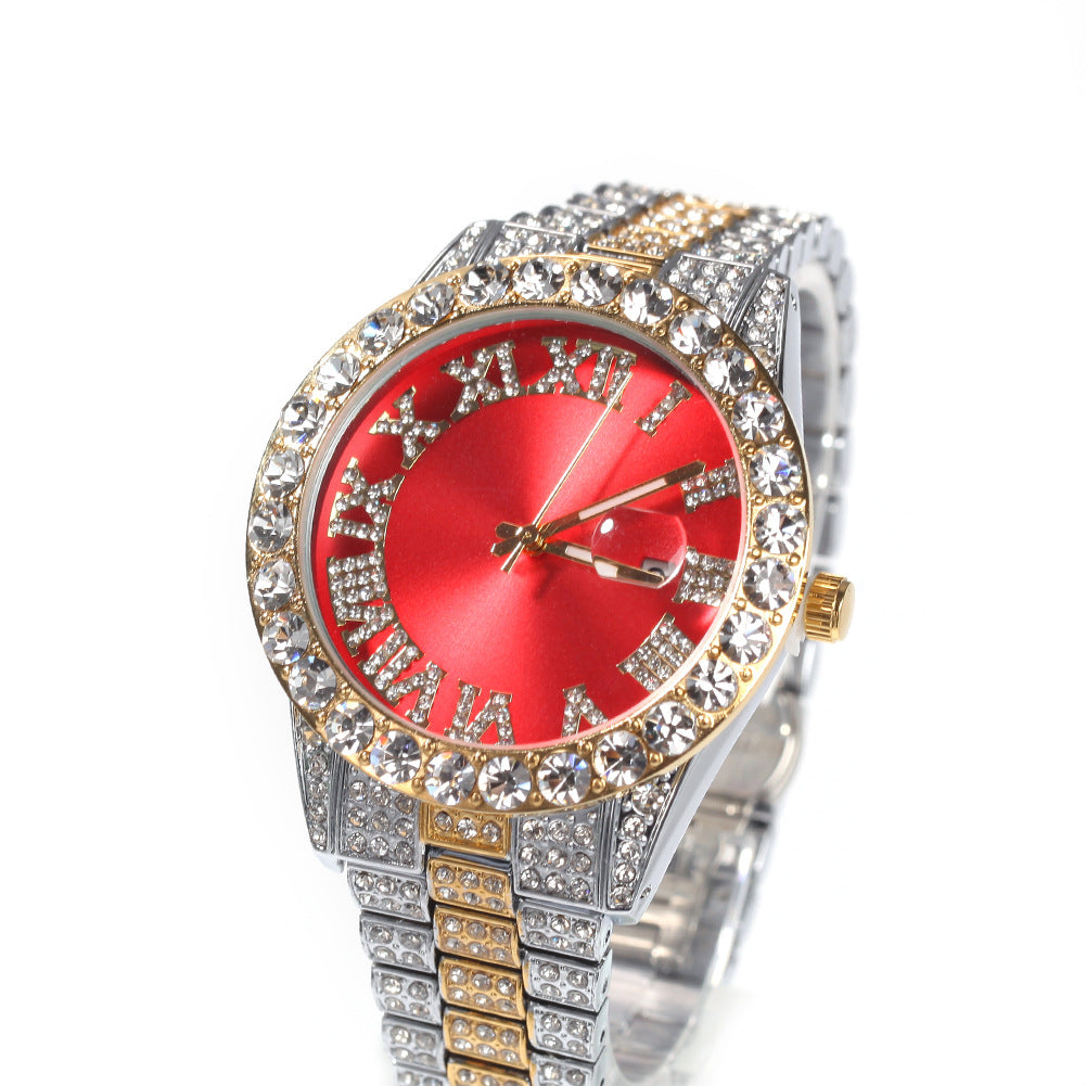Hip-hop watch with Roman numerals and diamonds, large dial - MERGE.DAY.1.FREESTYLE