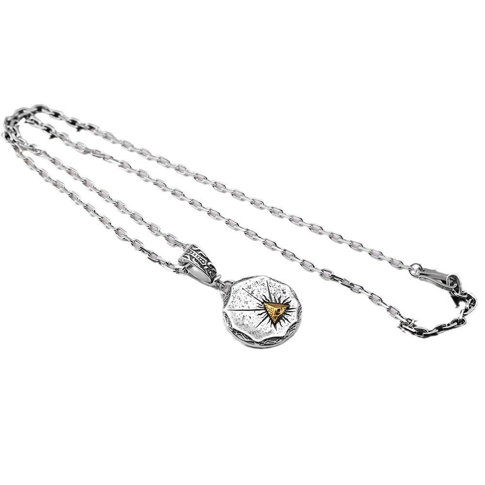 Retro style triangle plated 24k gold coin necklace - MERGE.DAY.1.FREESTYLE