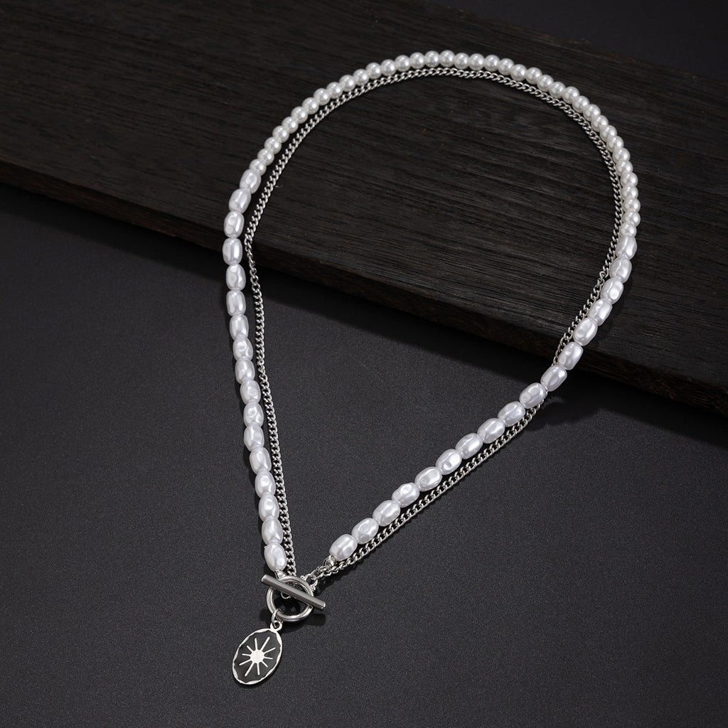 Oval sun OT buckle pearl necklace - MERGE.DAY.1.FREESTYLE