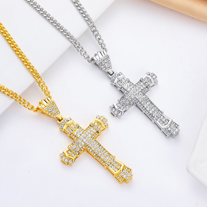Diamond Vintage Cross Pendant Hip Hop Necklace - MERGE.DAY.1.FREESTYLE