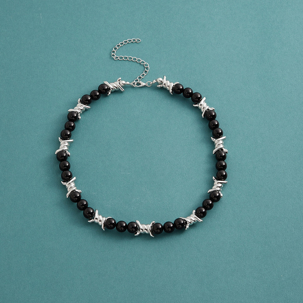 thorn black pearl white pearl necklace - MERGE.DAY.1.FREESTYLE