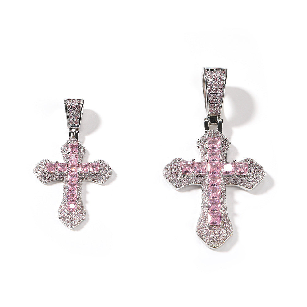 Hip-hop copper-inlaid purple zircon cross necklace - MERGE.DAY.1.FREESTYLE