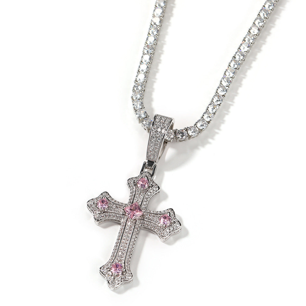 Hip-hop cross-shaped diamond Cubic Zirconia necklace - MERGE.DAY.1.FREESTYLE