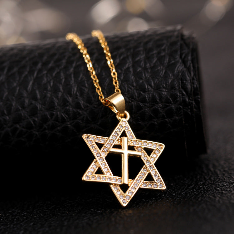 star of david necklace cross diamond necklace - MERGE.DAY.1.FREESTYLE